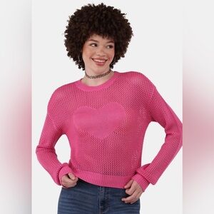 NWT No Boundaries Heart Mesh Pullover Sweater - Size Small (4-6)